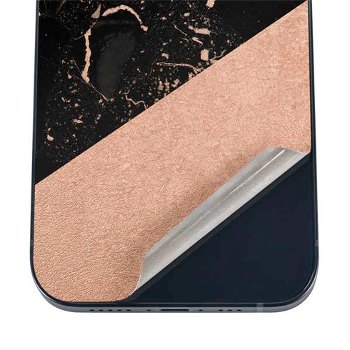 Black and Rose Gold Marble Split iPhone 17 Pro Skin